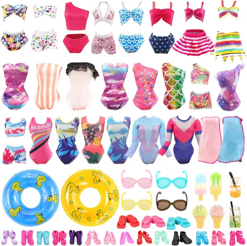 Vista 7 de Paquete de 26 trajes de baño de muñeca de 11.5 pulgadas y accesorios