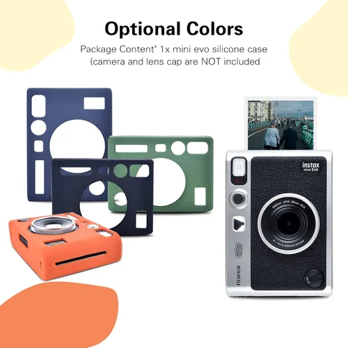 Vista 7 de MUZIRI KINOKOO Funda de silicona para cámara instantánea Fuji Instax Mini EVO, funda protectora de goma suave para Fujifilm Mini EVO, ajuste delgado