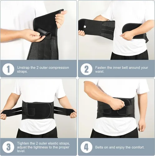 Vista 6 de Soporte calefactable para la espalda baja, para hombres y mujeres, cinturón de soporte superior para alivio de ciática, hernia de disco