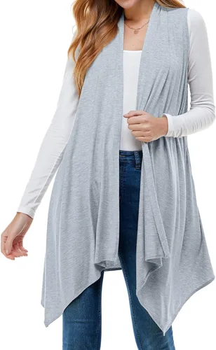 Vista 17 de Azules Sleeveless Cardigan for Women, Soft Lightweight Duster Open Front Sleeveless Long Cardigan Vest