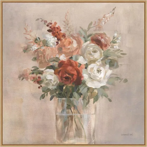 Vista 20 de Amanti Art Lienzo enmarcado para pared, 16 x 16 pulgadas, ramo de rojizo de Danhui Nai, lienzo enmarcado para pared, obras de arte de flores