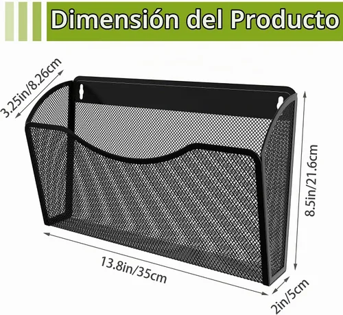 Vista 4 de EasyPAG Mesh Collection organizador de archivos y cartas para montar en pared, Negro