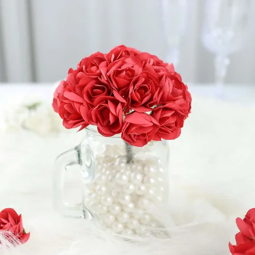 Vista 10 de Efavormart - 144 mini rosas de flores doradas de papel para decoración de ramos de boda