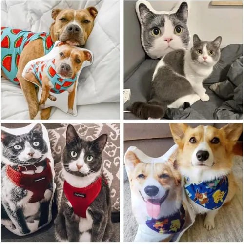 Vista 3 de Seamaid Almohada de fotos personalizada para mascotas con almohada en forma de foto, regalos personalizados con fotos para Navidad, día de San