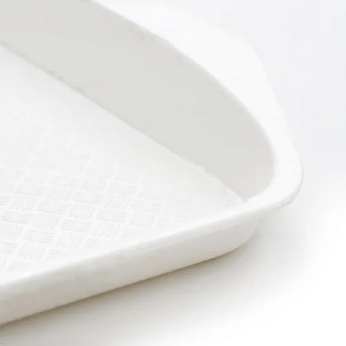 Vista 3 de Bandejas de plástico blanco para servir comida rápida, 16.9 x 12 pulgadas, juego de 4 6.9-Inch by 12-Inch, Lightweight and Durable, Easy-Clean