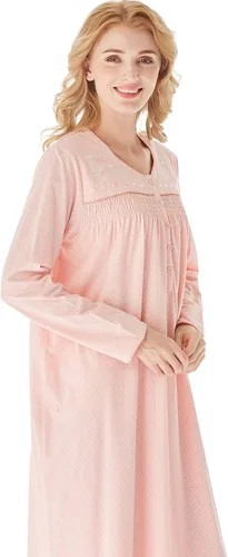 Vista 5 de Keyocean - Camisón para mujer, 100% algodón, suave, cálido, cómodo, ropa de dormir y descanso para otoño e invierno
