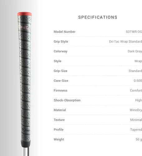 Vista 3 de Winn Dri-Tac - Wrap de manija para golf, wrap Dri-Tac., Estándar