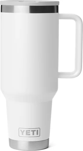 Vista 17 de YETI Rambler - Taza de viaje de 40 onzas con tapa abatible y pajilla, acero inoxidable, aislada al vacío, a prueba de fugas, apta para portavasos