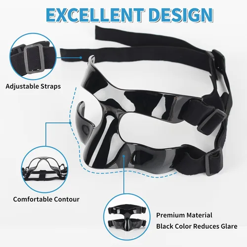 Vista 7 de BK01B Protector de nariz para nariz rota, máscaras de protección facial deportivas con acolchado, ajustables, transpirables y transparentes