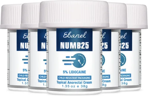 Vista 9 de Ebanel - Crema anestésica al 5% de lidocaína, alivio del dolor, quemaduras y picazón, anestésico tópico Numb25 de máxima fuerza con alantoína
