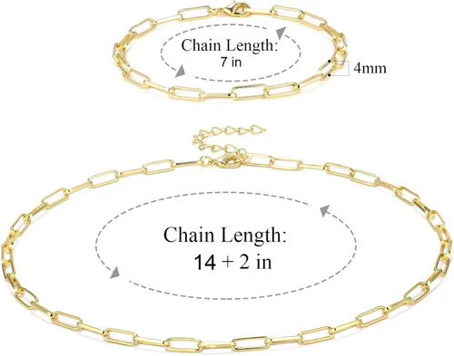 Vista 5 de BOUTIQUELOVIN - Collar de cadena de eslabones, de oro de 14 quilates, para mujeres y niñas