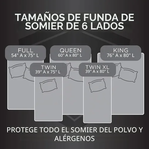 Vista 11 de Protect-A-Bed Funda esencial con cierre para somier de cama king, silenciosa, resistente al olor, a las chinches y ácaros, 100% impermeable, lavable