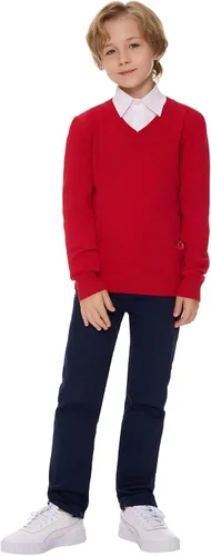 Vista 10 de SMINLING Pinker - Suéter para niños, uniforme escolar, cuello en V, ropa de algodón suave Negro