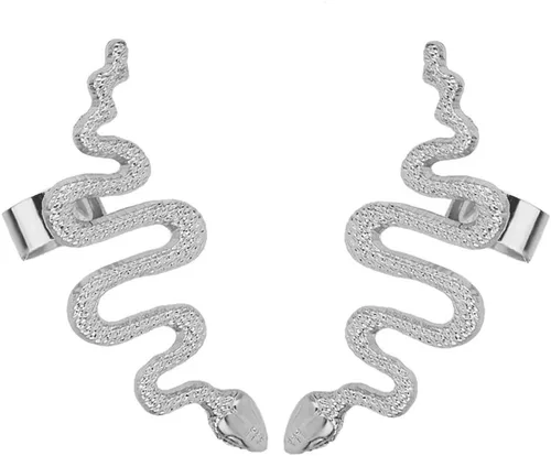 Vista 4 de 1 par/set de oro Punk Winding Serpiente Poste Stud Ear Cilp Climber Ear Cuff Jewelry