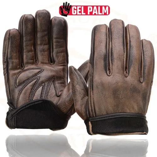Vista 7 de Milwaukee Leather MG7512 Men's Brown Leather Gel Padded Palm Short Wrist Motorcycle Hand Gloves W/ ‘Full Panel Cover