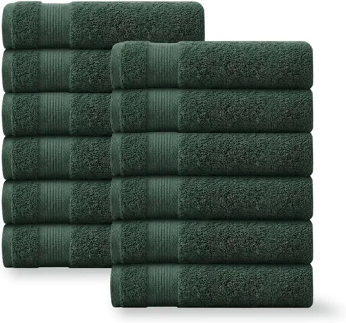 Vista 17 de Linteum Textile Supply Toalla de mano negra prémium de 16 x 27 pulgadas, 100% algodón, sin torsión, absorbente, de secado rápido, duradera