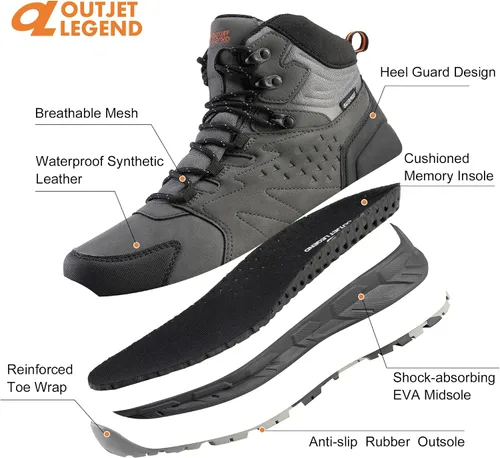 Vista 3 de Botas de senderismo impermeables para hombre, zapatos de trabajo ligeros para exteriores