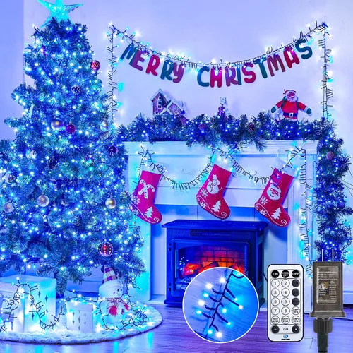 Vista 5 de Minetom Luces LED para árbol de Navidad de 50 pies, 1000 luces LED para exteriores, cuerda de petardos para exteriores, 12 modos, temporizador