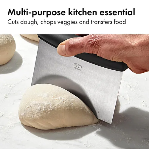 Vista 6 de OXO Good Grips Stainless Steel Multi-Purpose Scraper & Chopper, Dough Cutter for Pizza, Bread and Cookie Dough, Multi-Purpose Vegetable Chopper