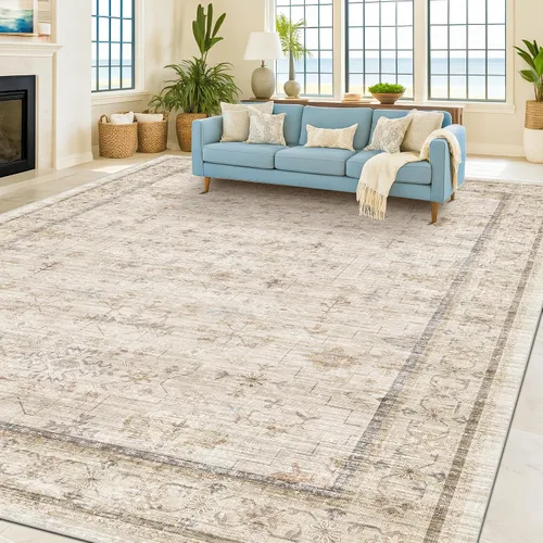Vista 190 de Hazo Haus – Alfombra pequeña para entrada, cocina o baño, antideslizante con base de goma, resistente a las manchas y a la decoloración, diseño