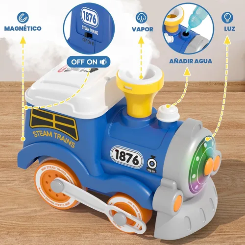 Vista 3 de Juego de Tren MORECOLL para Niños Pequeños con Vapor, Música y Luces - Primer Tren Choo Choo para Niños Pequeños, Juego de Tren Eléctrico