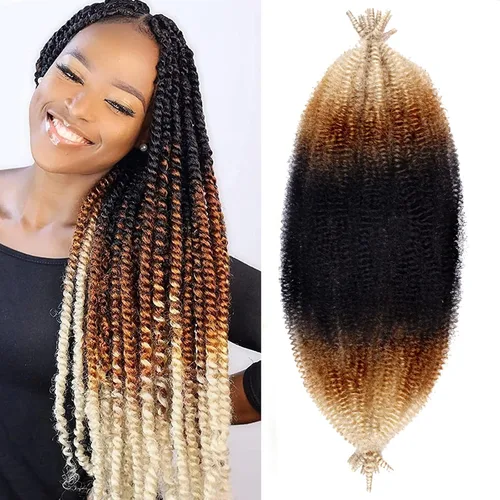 Vista 60 de Cabello de Envoltura Pre-Esponjado de 8 Pulgadas, 3 Paquetes, Cabello Afro Twist Pre-Separado Elástico para Locs, Cabello Afro Twist Negro Natural