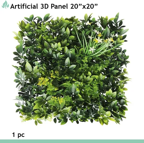 Vista 2 de SunnyRoyal Panel de madera de boj artificial 3D para seto topiario, protección UV, pantalla de hiedra, vegetación sintética, decoración de pared