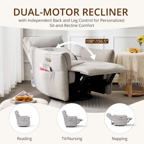 Vista 8 de Mecedora eléctrica para guardería reclinable con reposacabezas Vajilla Gris