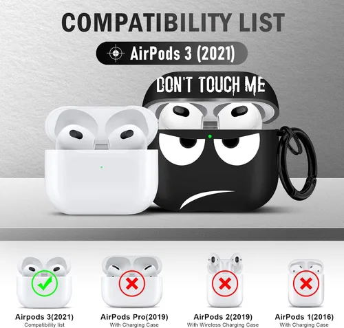 Vista 2 de Funda para Airpods 3 2021, Don't Touch Me for Airpods Funda con llavero suave y linda funda a prueba de golpes para mujeres y hombres, compatible