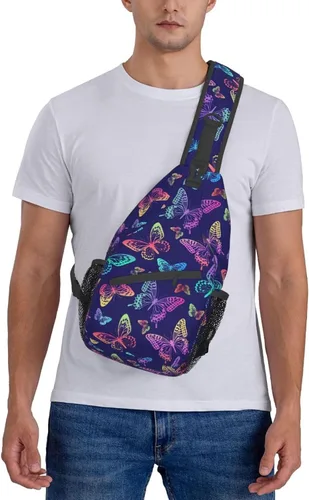 Vista 2 de Mochila bandolera unisex para hombres y mujeres, bolsa de pecho casual, mochila de hombro, mochila deportiva de viaje, senderismo