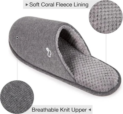 Vista 4 de EverFoams Men's Cotton Knit Memory Foam Indoor Slippers Light Weight House Shoes with Anti-Skid Sole