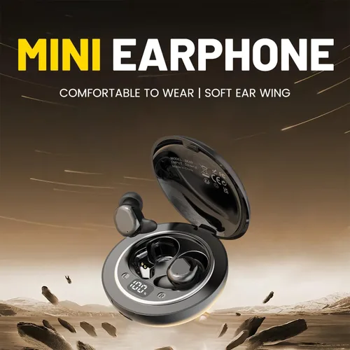 Vista 5 de Mini auriculares Bluetooth invisibles, Bluetooth 6.0 con cancelación de ruido para dormir de lado, auriculares pequeños ajuste cómodo para dormir