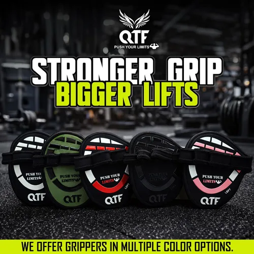 Vista 7 de QTF Puños de elevación para levantamiento de pesas, guantes de goma para gimnasio, protector de palma de gimnasio, almohadillas de agarre