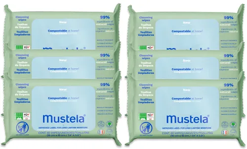 Vista 14 de Mustela Baby Home Toallitas limpiadoras compostables – Para la cara, el cuerpo y el área del pañal – 99% de ingredientes de origen natural y fibras