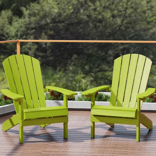 Vista 57 de YEFU Silla Adirondack de plástico resistente a la intemperie, sillas de patio con instalación fácil en 5 pasos, se ve exactamente como madera real