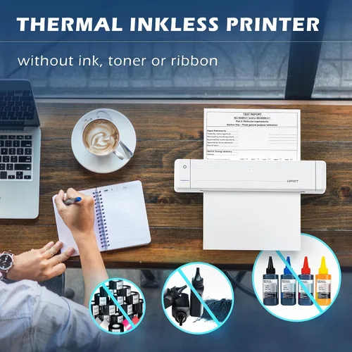 Vista 4 de HPRT Impresora portátil inalámbrica conexión Bluetooth MT866 soporte móvil sin tinta térmica 8.5 x 11 pulgadas carta de Estados Unidos y plantilla