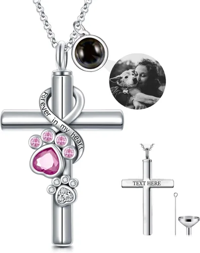 Vista 12 de Collar de urna de plata de ley para cenizas, recuerdo conmemorativo para perros, gatos y mascotas