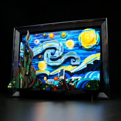 Vista 3 de VONADO Kit de luces LED compatible con Starry Night Lego 21333, iluminación de bricolaje para Van Gogh Starry Night (sin modelo), luces decorativas