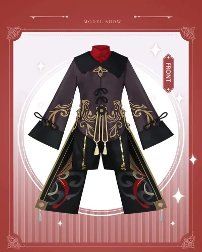 Vista 4 de Genshin Impact Hu Tao - Disfraz de anime para mujer, conjunto completo de fiesta de Halloween (color Hu Tao, talla XS)