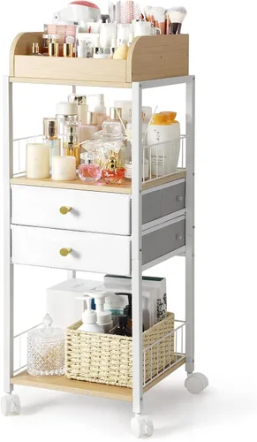 Vista 10 de Organizador de maquillaje, organizadores de cuidado de la piel de piso, organizadores de maquillaje y almacenamiento con cajones, organizador