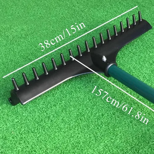 Vista 7 de Trampa de arena de golf con mango de aluminio, rastrillo reversible en forma de S, fácil de usar, suministros ligeros para campos de golf