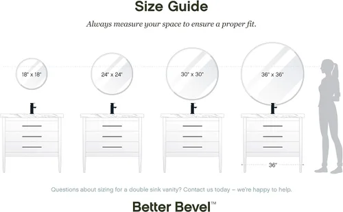 Vista 7 de Better Bevel - Espejo redondo sin marco, espejo circular de pared de baño de 24 pulgadas de diámetro con borde biselado
