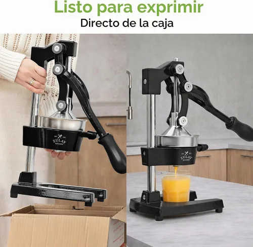 Vista 4 de Zulay Kitchen - Exprimidor de hierro fundido, exprimidor manual naranja, prensa de cítricos, color negro 01 - negro