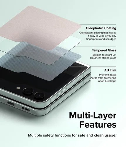 Vista 9 de Ringke Protector de pantalla de vidrio templado compatible con Samsung Galaxy Z Flip 5 para pantalla exterior, protector de pantalla de vidrio