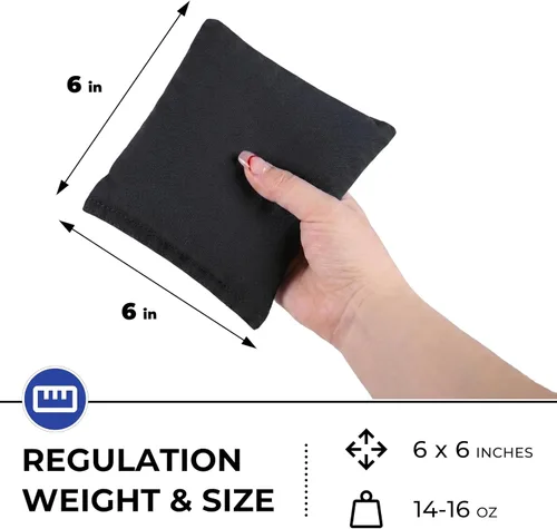 Vista 2 de SPORT BEATS Juego de 8 Bolsas de Cornhole de Peso y Tamaño Reglamentario Incluye Estuche de Transporte Negro y naranja