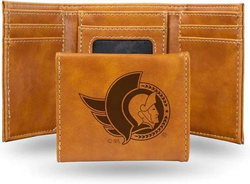 Vista 58 de NHL Rico Industries - Billetera triple grabada con láser y tres pliegues, accesorio para hombre