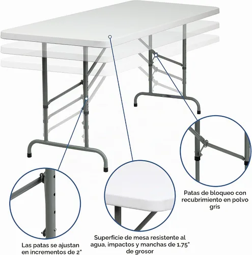 Vista 4 de Mesa plegable moldeada, Plástico, Blanco
