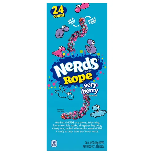 Vista 4 de Dulces Nerds Rope, Very Berry, cuerdas de 0.92 onzas (paquete de 24)