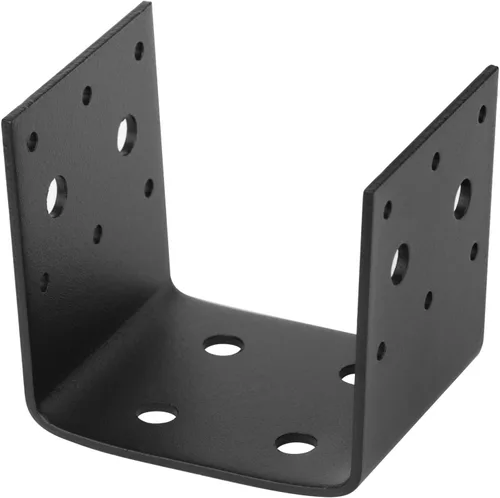 Vista 3 de 4 PCS soportes de base de medio poste negros, compatible con conector de anclaje de poste de 4 x 4, soportes colgantes para viguetas de marco