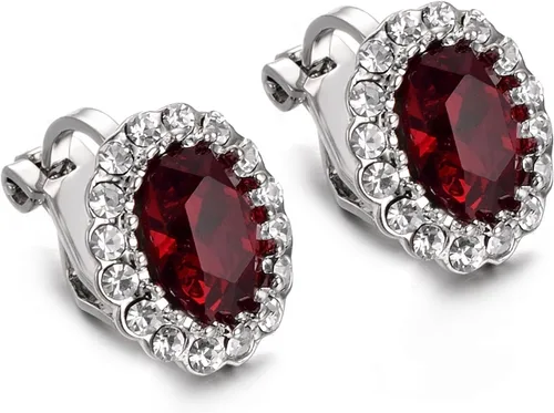Vista 40 de Yoursfs Austria - Aretes de clip de cristal para mujer, chapados en oro de 18 quilates, joyería de moda con halo de circonita cúbica, aretes sin